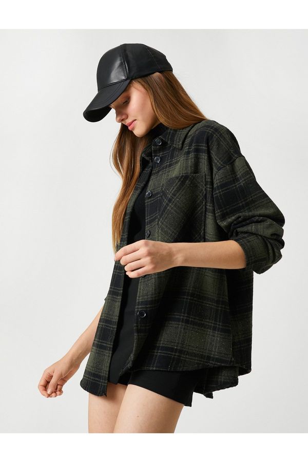 Koton Koton Lumberjack Shirt with Back Printed Long Sleeve