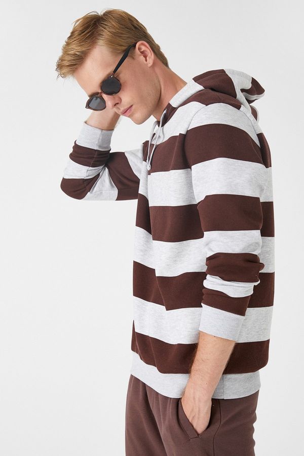 Koton Koton Men's Brown Striped Sweatshirt