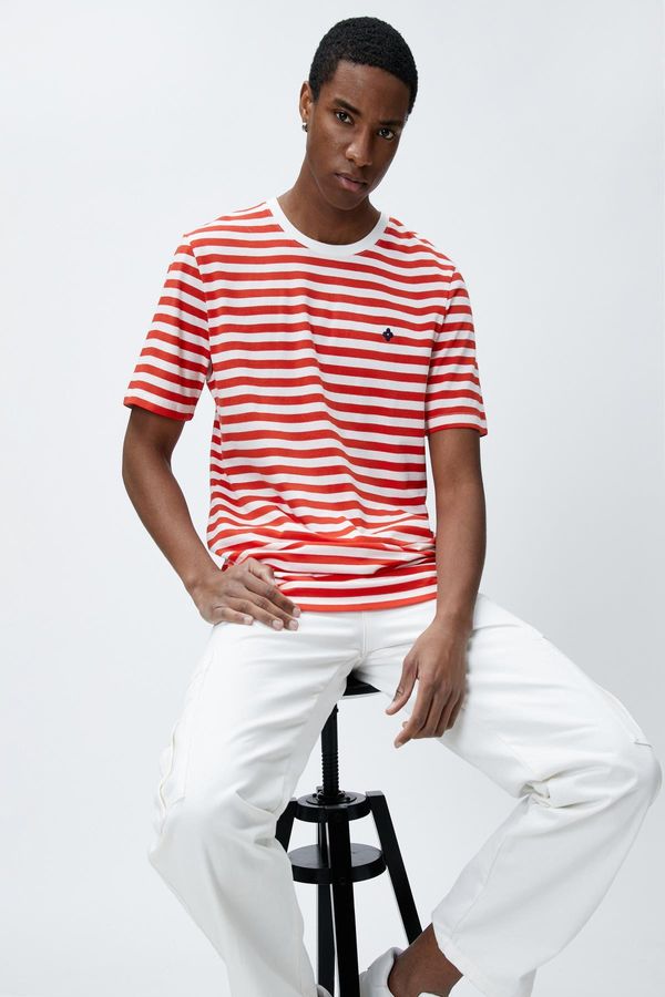 Koton Koton Men's Red Striped T-Shirt