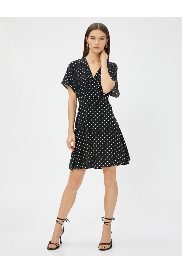 Koton Koton Mini Polka Dot Dress Wraparound Short Sleeve Ecovero® Viscose
