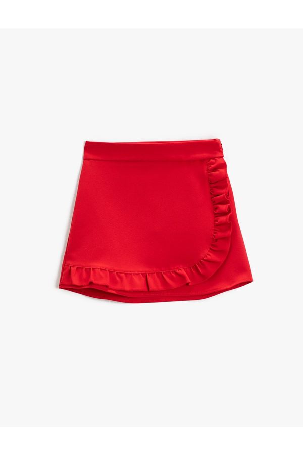 Koton Koton Mini Skirt With Frills, Double Breasted, Zipper Closure