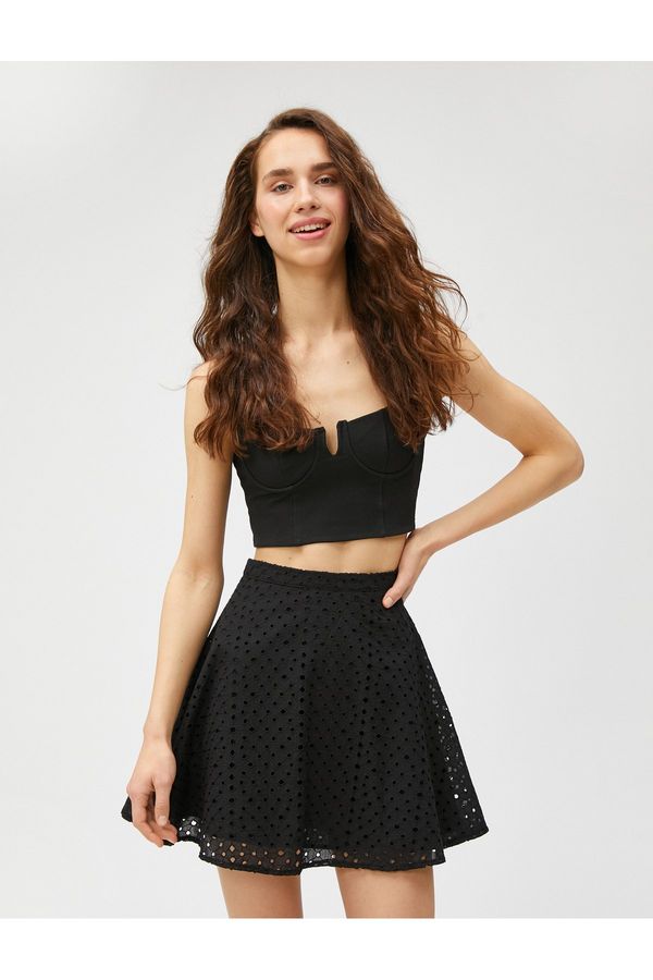 Koton Koton Mini Skirt with Scalloped Ruffles Lined