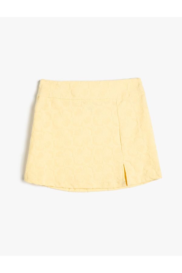 Koton Koton Mini Skirt with Slit Detail with Floral Texture.