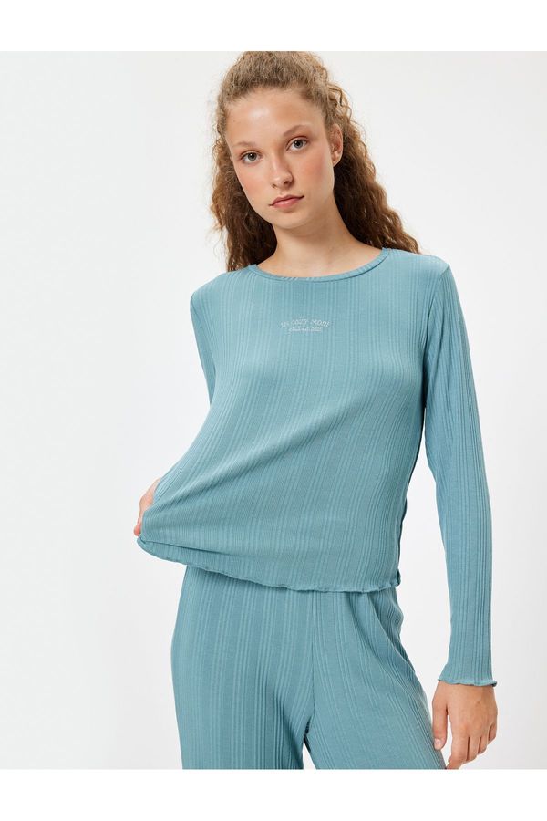 Koton Koton Modal Fabric Pajama Top Long Sleeve Crew Neck