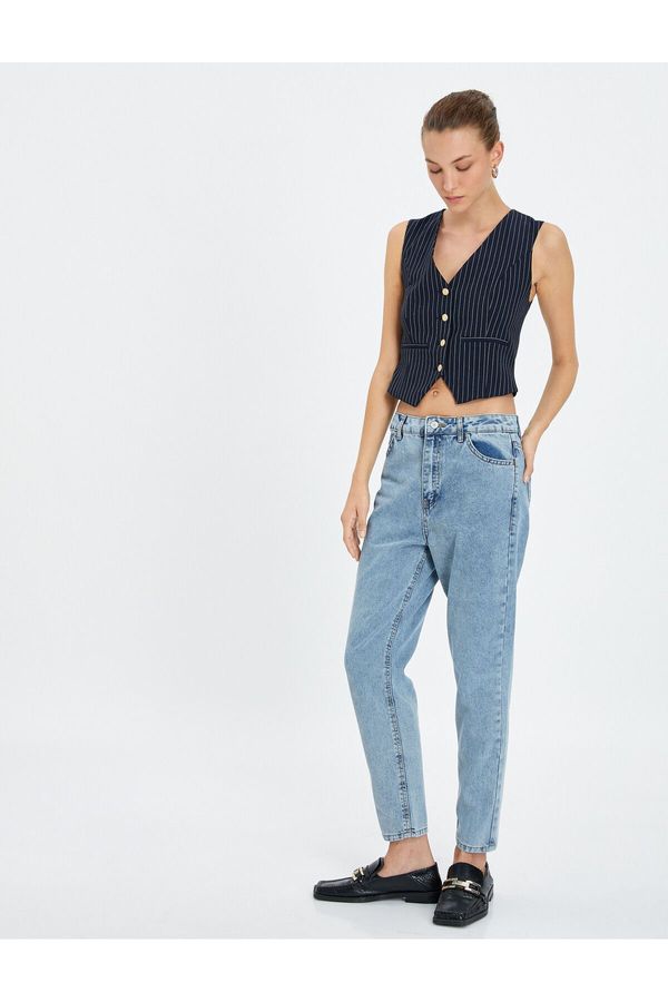 Koton Koton Mom Jeans High Waist Comfort Fit Lightweight Skinny Leg Cotton Pocket - Mom Jeans