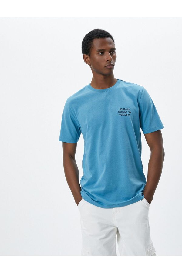 Koton Koton Motto Printed T-Shirt Crew Neck Cotton Short Sleeve