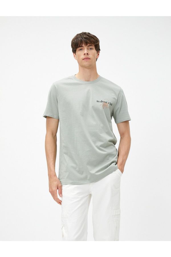 Koton Koton Motto Printed T-Shirt Crew Neck Short Sleeved