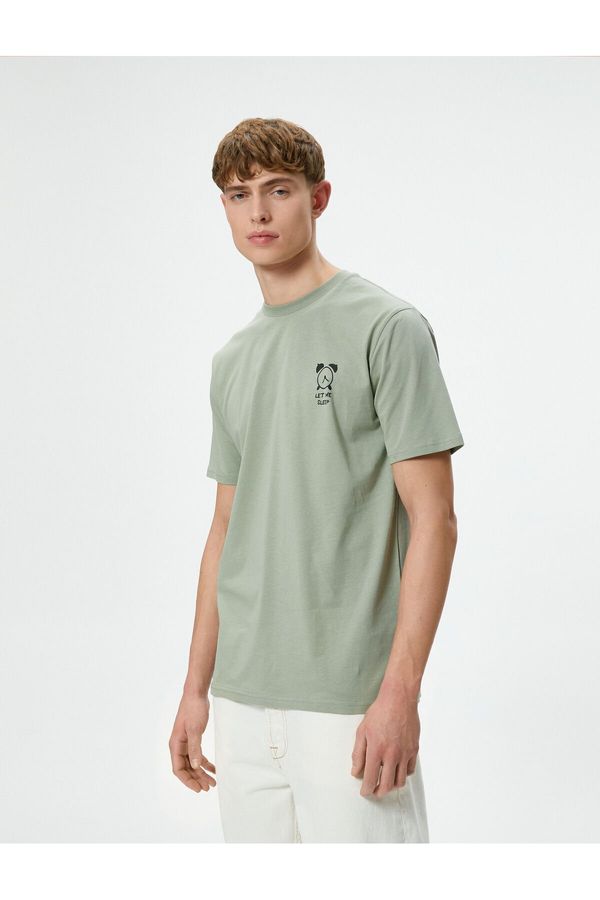 Koton Koton Motto Printed T-Shirt Slim Fit Crew Neck Short Sleeve Cotton