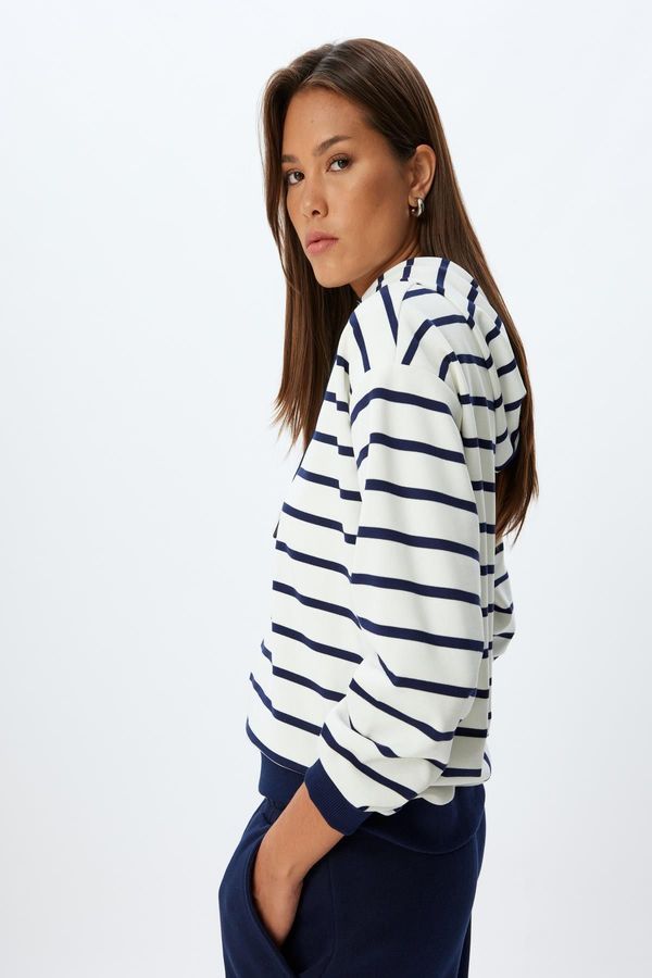 Koton Koton Navy Blue Striped Women's Sweatshirt