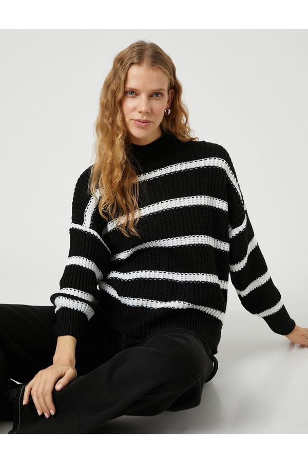 Koton Koton Oversize Knitwear Sweater Relax Fit Turtleneck Cashmere Textured