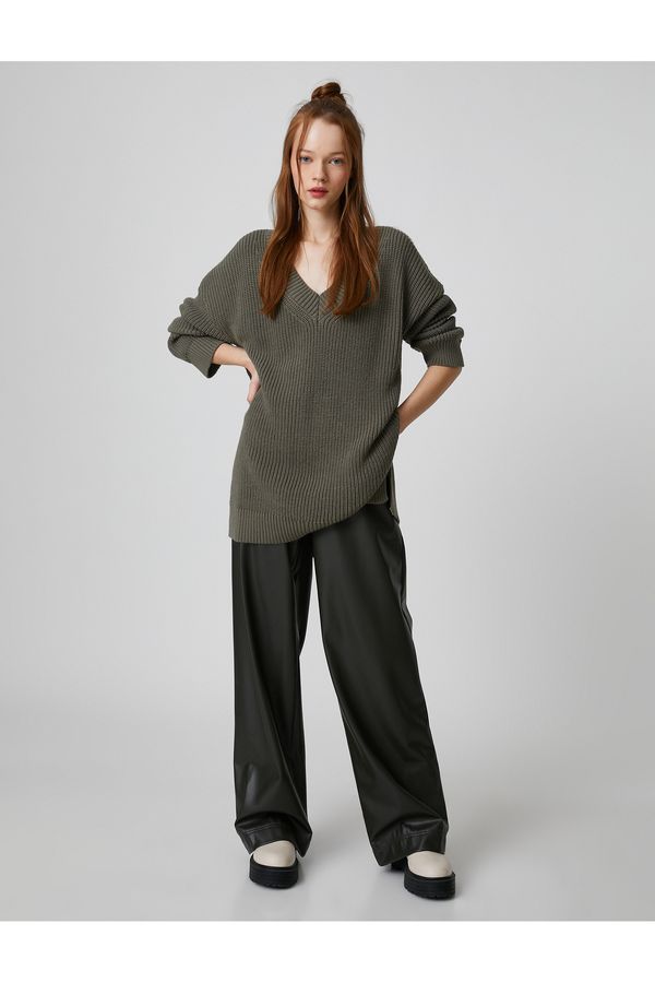 Koton Koton Oversize Knitwear Sweater V-Neck Long Sleeve