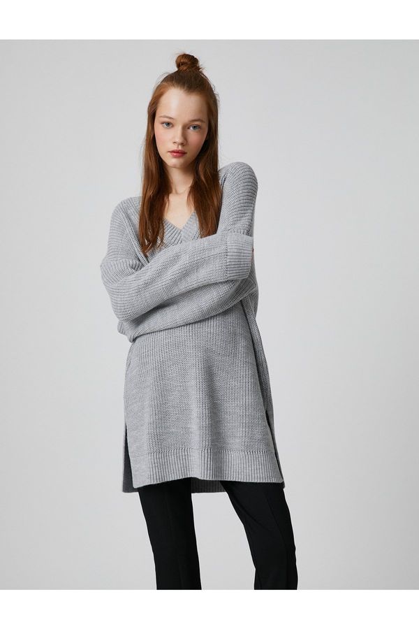 Koton Koton Oversize Knitwear Sweater V-Neck Long Sleeve