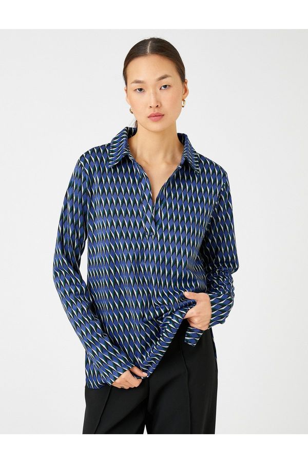 Koton Koton Oversize Polo Neck T-Shirt Long Sleeve