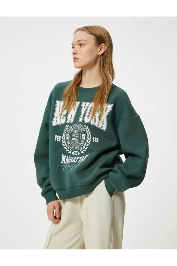 Koton Koton Oversize Sweatshirt College Printed Crew Neck Long Sleeve