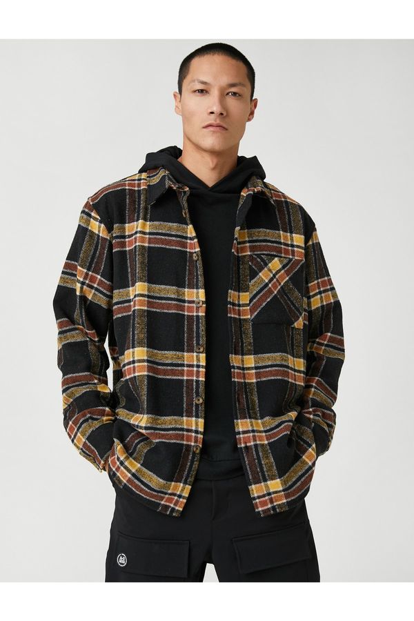 Koton Koton Plaid Lumberjack Shirt Classic Cuff Collar Long Sleeve With Pocket
