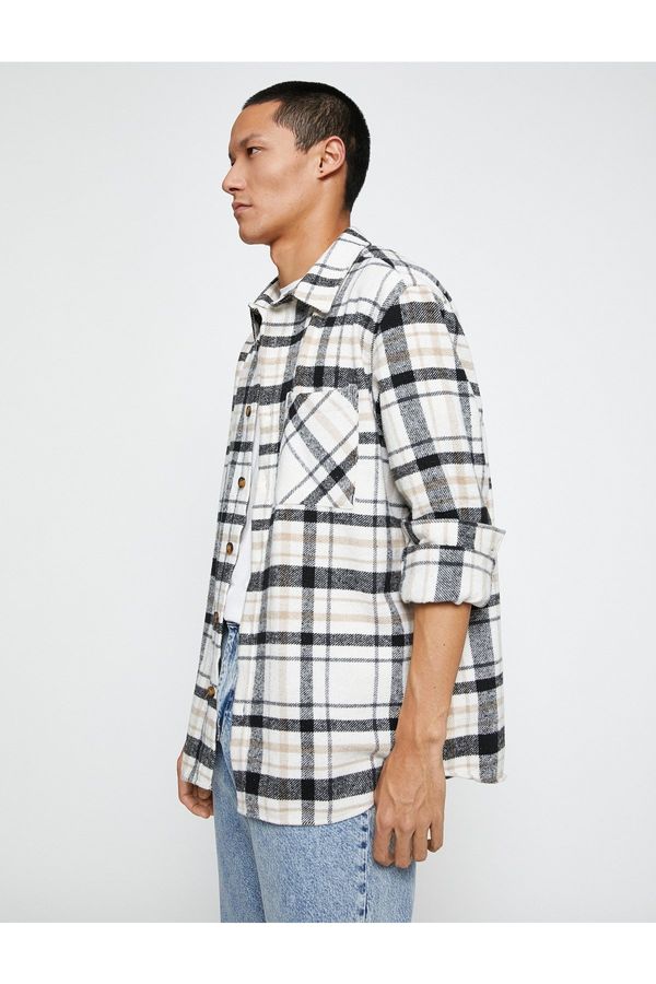 Koton Koton Plaid Lumberjack Shirt Classic Cuff Collar Long Sleeve With Pocket