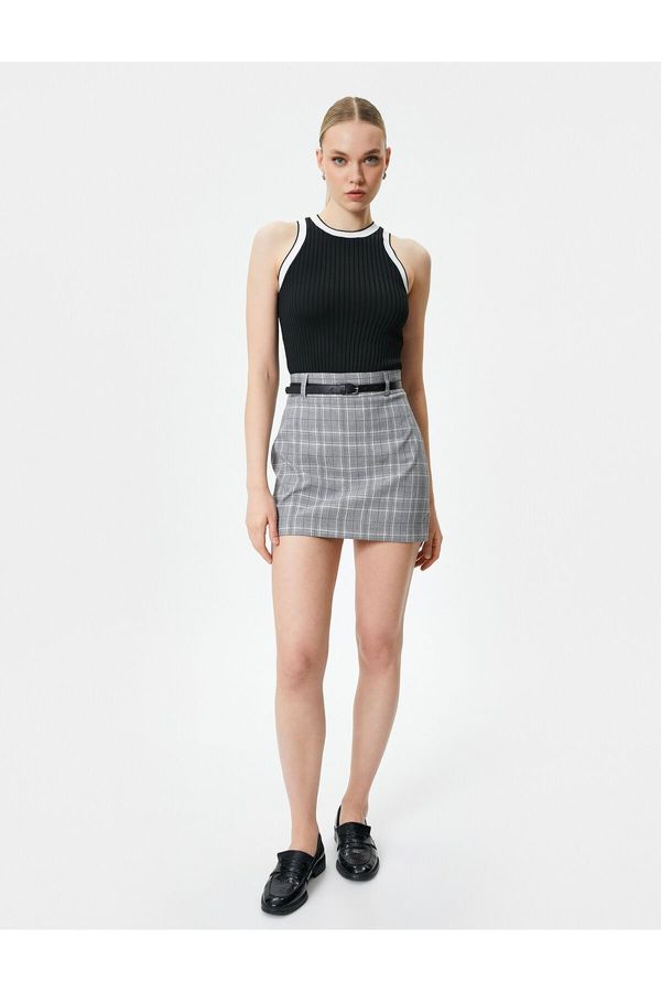 Koton Koton Plaid Mini Skirt with Belt