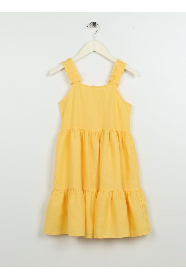 Koton Koton Plain Yellow Girls' Long Dress 3skg80075aw