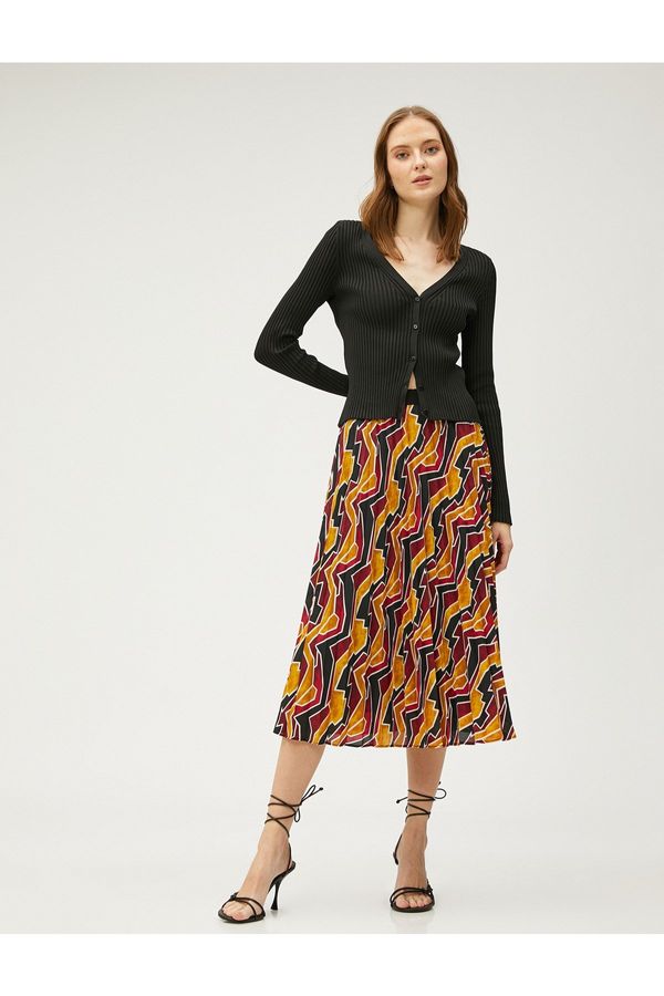 Koton Koton Pleated Midi Skirt with Elastic Waist
