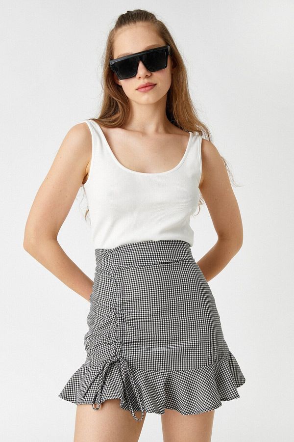 Koton Koton Pleated Patterned Mini Skirt