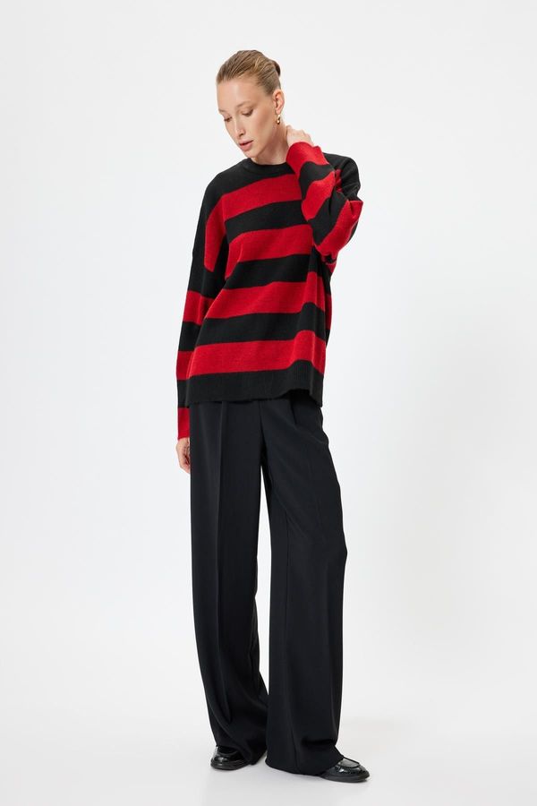 Koton Koton Red Striped Women's Sweater