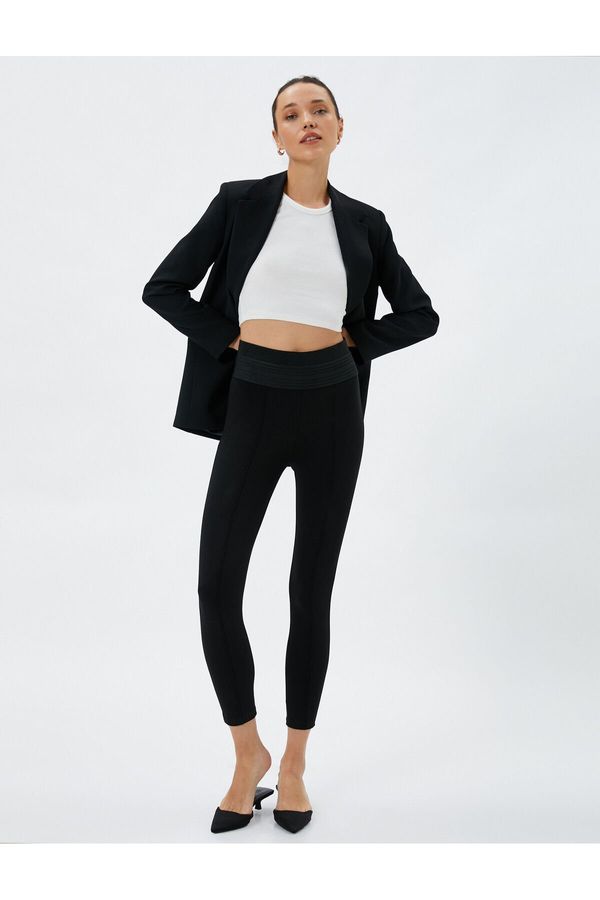 Koton Koton Ribbed Leggings with Waist Detail Viscose Blend.