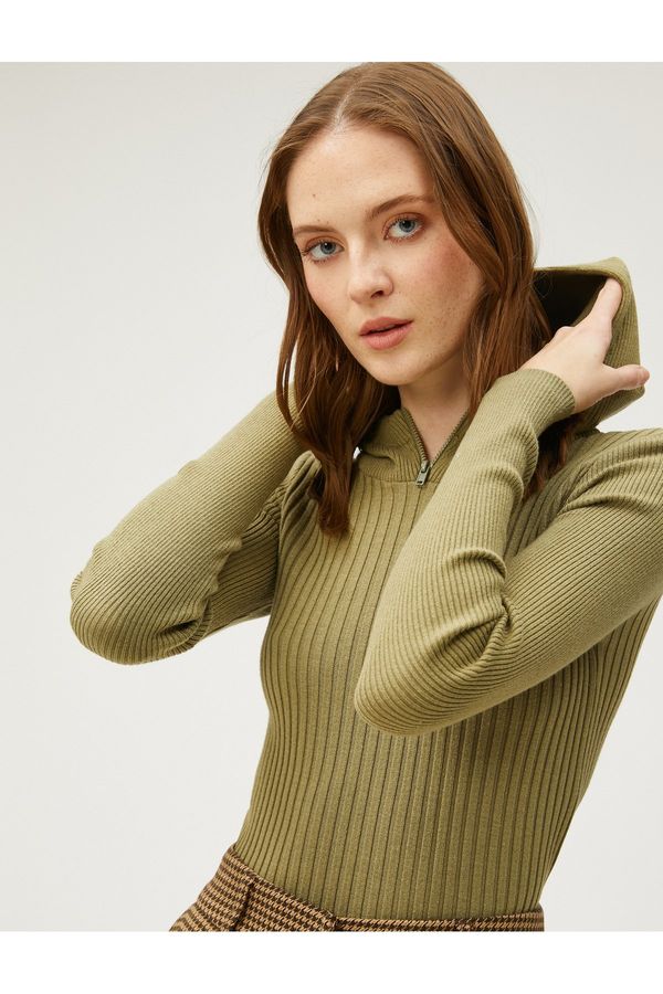 Koton Koton Şahika Ercümen X Cotton - Hooded Ribbed Knitwear Sweater