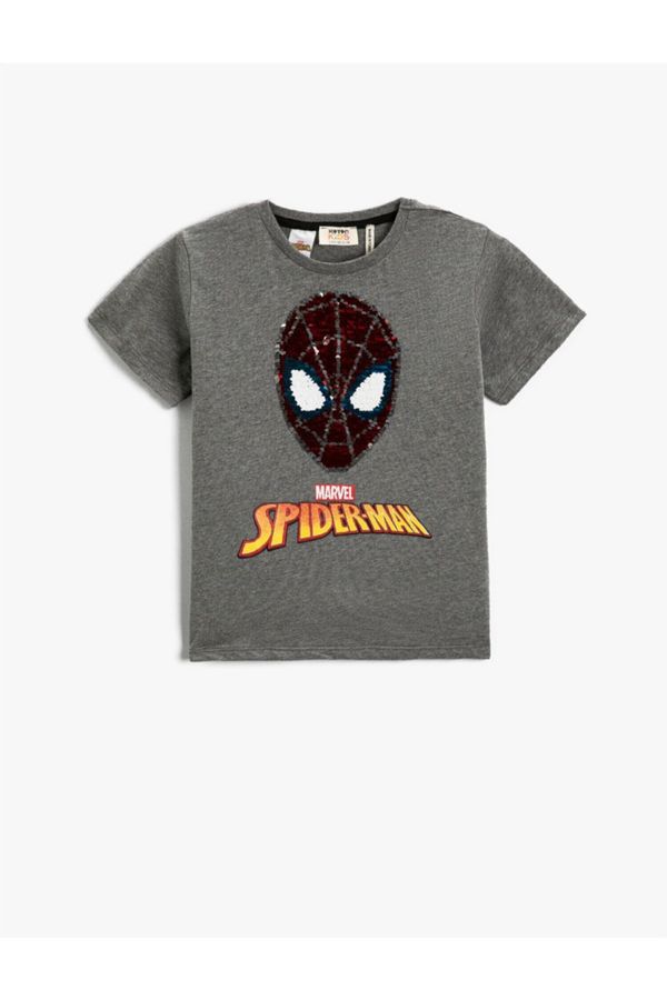 Koton Koton Sequined Spiderman Licensed T-Shirt
