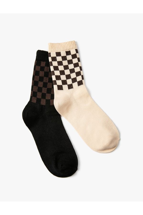 Koton Koton Set of 2 Checkered Patterned Socks Multi Color