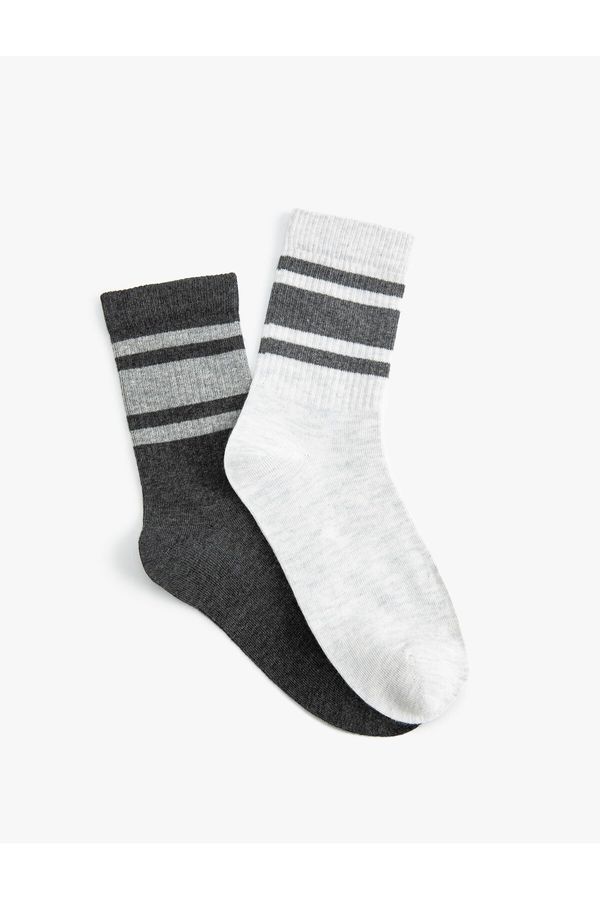 Koton Koton Set of 2 College Socks with Stripe Detail