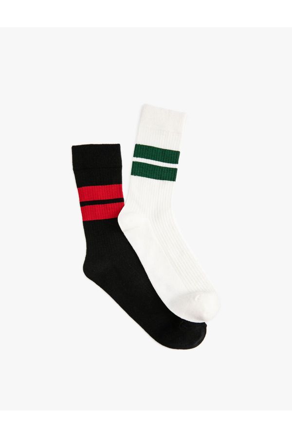Koton Koton Set of 2 Socks with Stripes, Multicolored