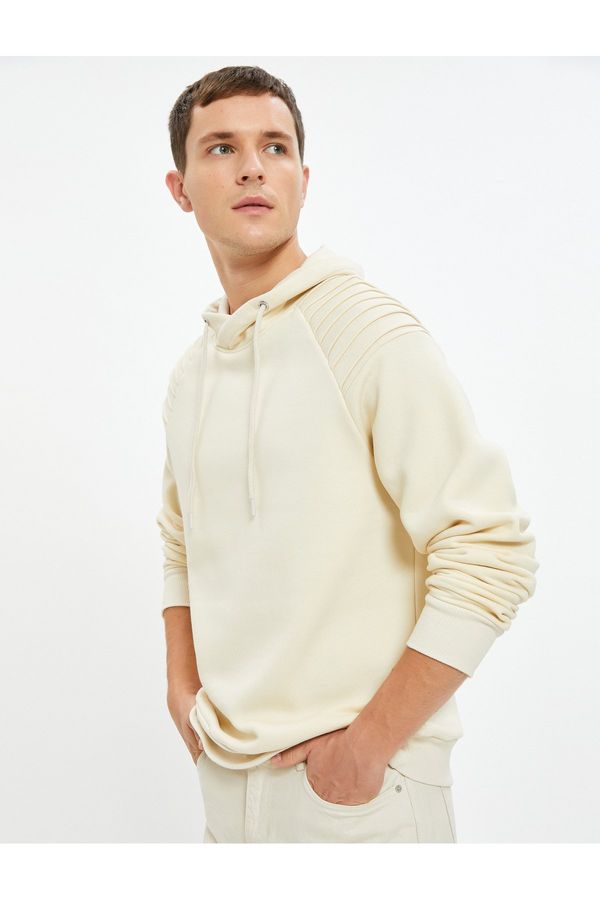 Koton Koton Shawl Collar Basic Sweatshirt Layer Detailed Long Sleeve Raised