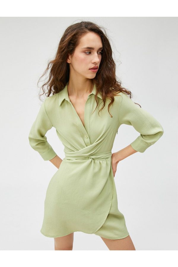 Koton Koton Shirt Dress with Long Sleeves, Viscose Blend, Cuff Collar