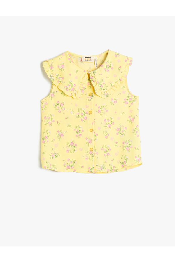 Koton Koton Shirts are Sleeveless, Wide, Baby Collar Floral