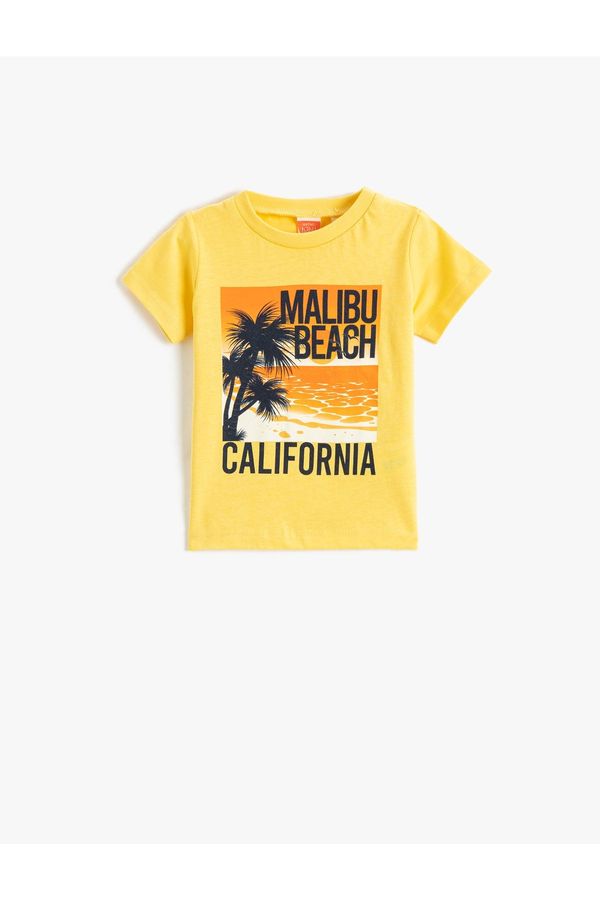 Koton Koton Short Sleeve Crew Neck T-Shirt with California Print