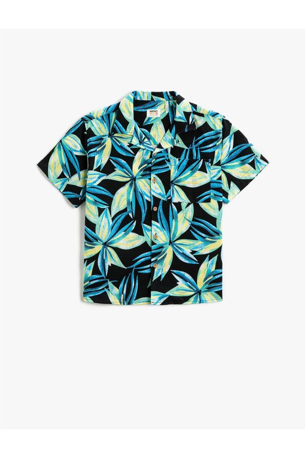 Koton Koton Short Sleeve Shirt Floral Pattern Pocket Detail Cotton