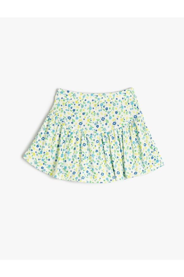 Koton Koton Shorts Skirt Floral Flounce Elastic Waist Ribbed