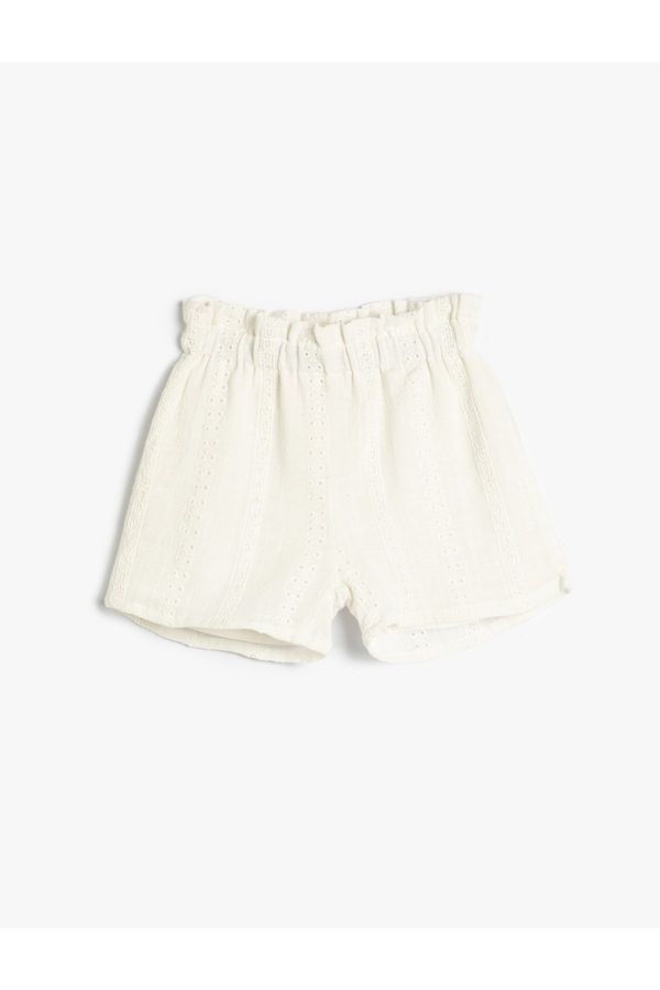 Koton Koton Shorts with Embroidered Embroidered Elastic Waist Lined Cotton.