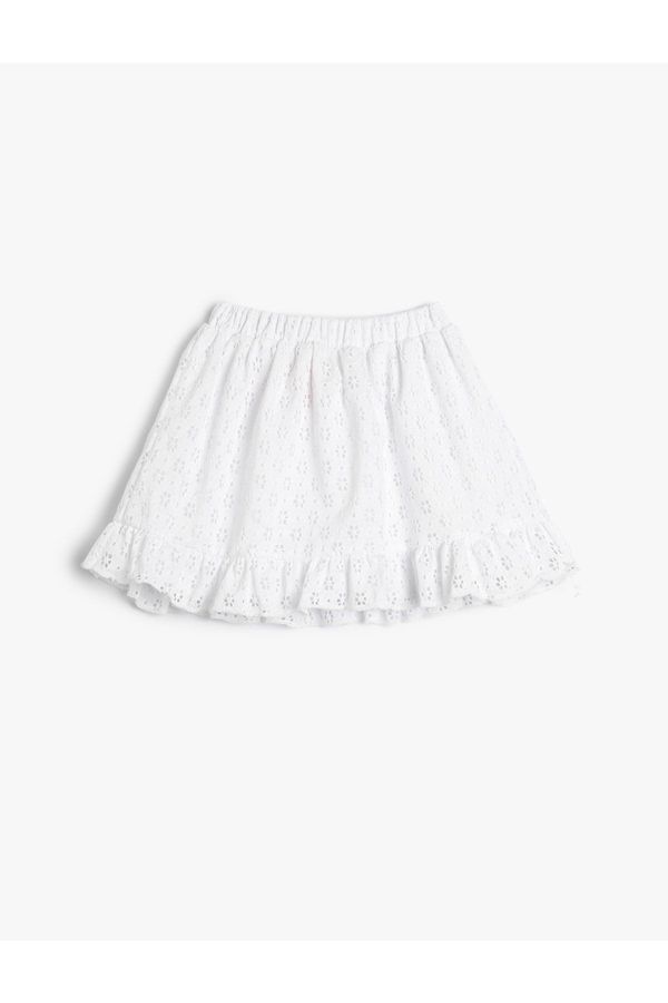 Koton Koton Skirt With Scalloped Frills Elastic Waist Cotton Cotton