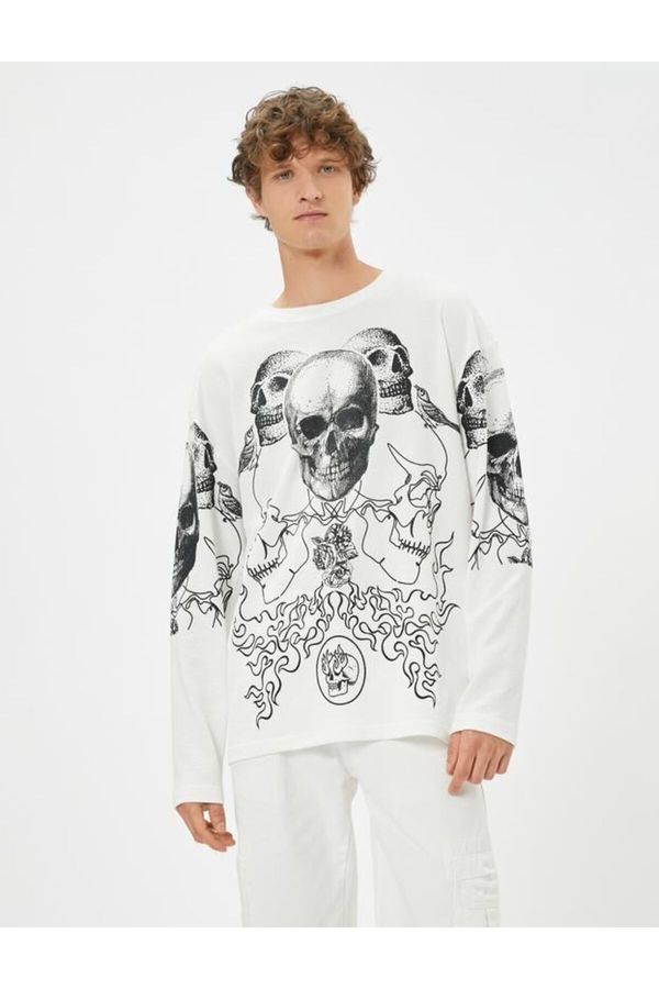 Koton Koton Skull Printed Sweater Crew Neck Long Sleeve