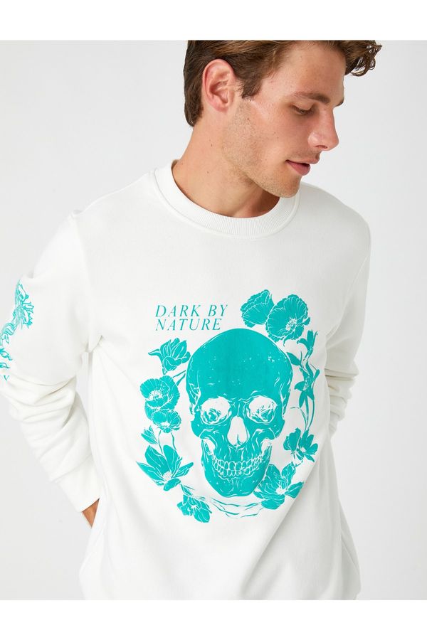Koton Koton Skull Printed Sweatshirt Crew Neck