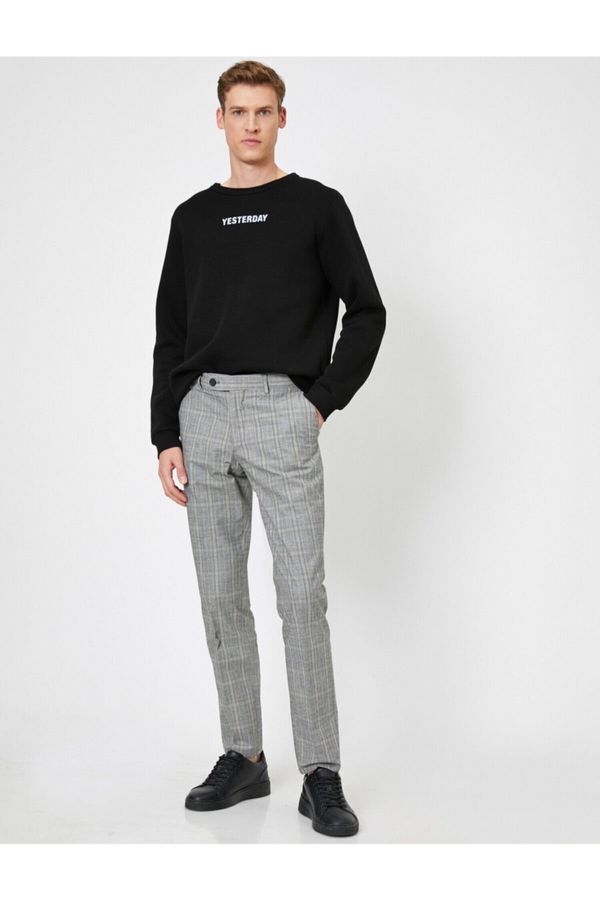 Koton Koton Slim Fit Checked Trousers with Pocket Detail