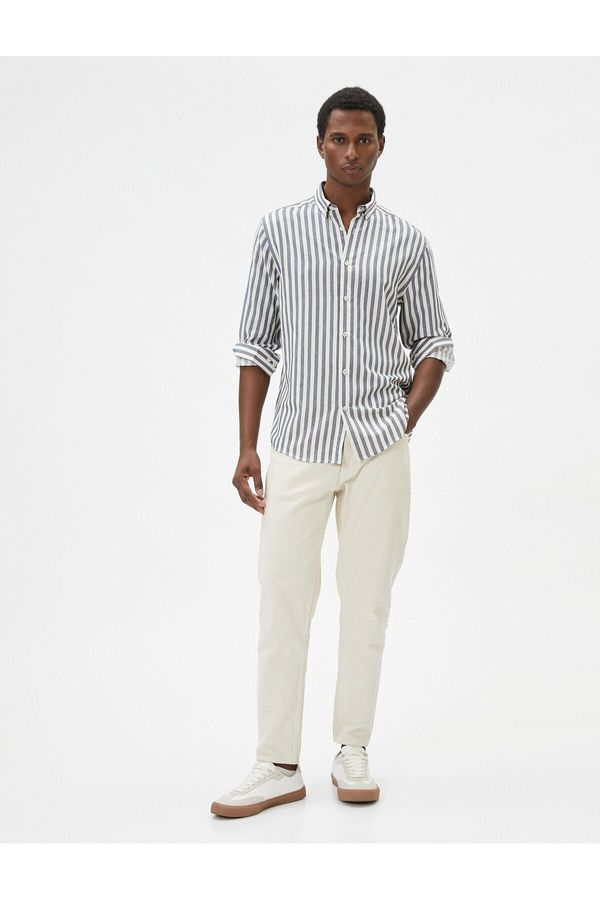 Koton Koton Slim Fit Shirt Classic Collar Buttoned Long Sleeve