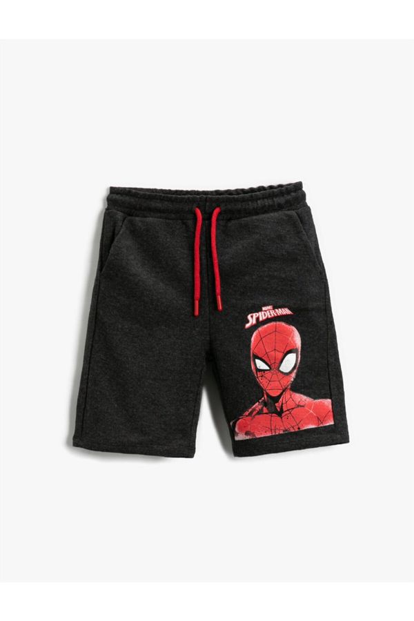 Koton Koton Spiderman Licensed Printed Shorts With Lace-Up Waist