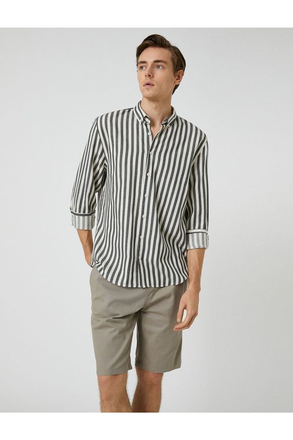 Koton Koton Sport Shirt Long Sleeved Classic Collar Slim Fit