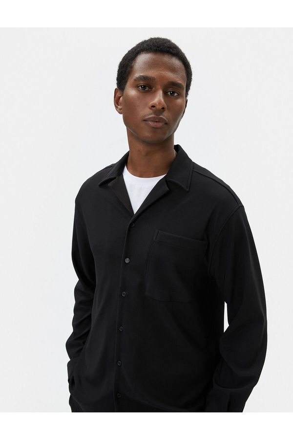 Koton Koton Sports Shirt Turndown Collar Pocket Detailed Buttoned Long Sleeve