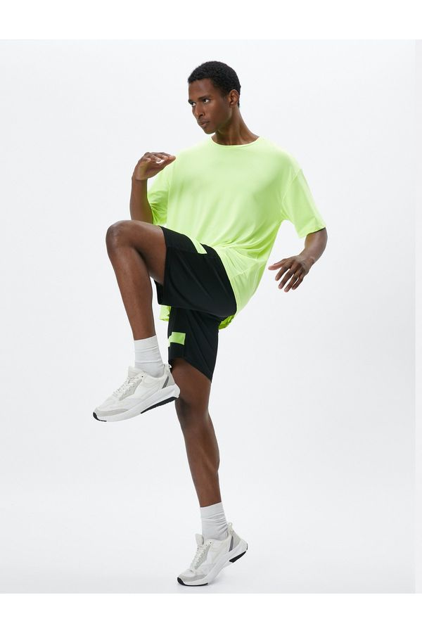 Koton Koton Sports Shorts Neon Stripe Detailed Waist Laced Pocket