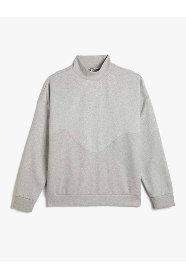 Koton Koton Stand Collar Sweatshirt Textured Long Sleeve