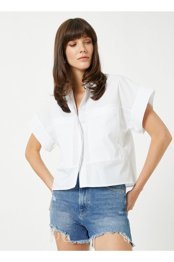 Koton Koton Standard Shirt Collar Plain Off-White Women's Shirts 3sak60018pw
