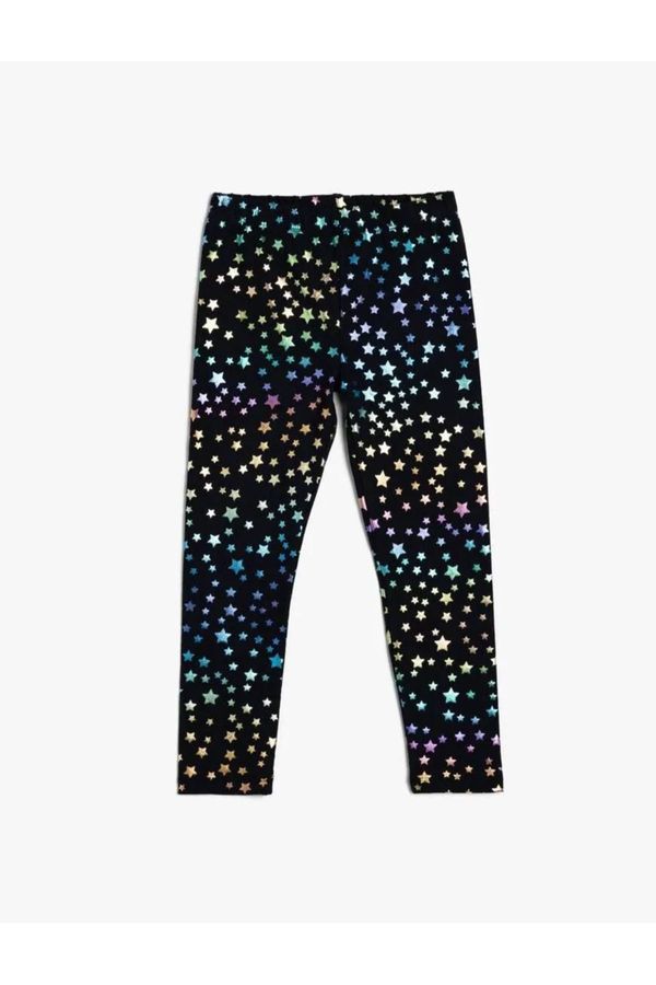 Koton Koton Star Printed Leggings with Elastic Waist, Cotton